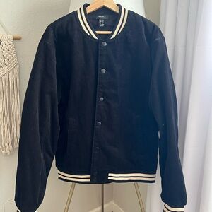 Forever 21 Corduroy Black Bomber Jacket Mens Size -Large